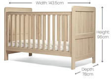 Mamas and Papas cot bed including mattress 140x70cm, used, few screws missing