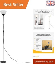 Efficient Black Uplighter Floor Lamp with White Shade – Perfect for Home Décor