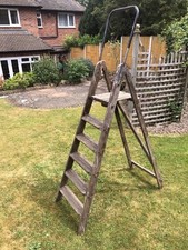 Retro Vintage Wooden 6 Tread  Platform Step Ladders - Display Prop Shelves