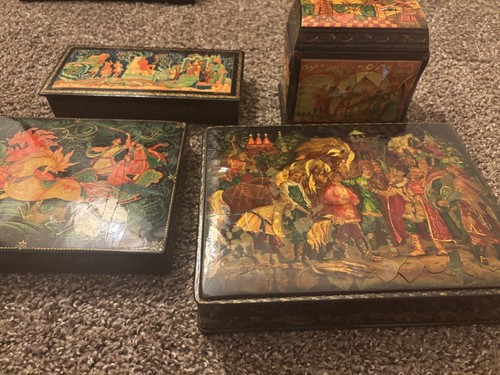 Russian lacquer boxes lot - russian,