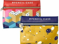 PU Leather Boys Girls Pencil Case Zip Kids School Stationery Crayon Pouch Bag