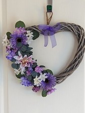 Shabby Chic Wicker Heart Wreath Mother Day Wall Hanging Wedding Birthday Decor