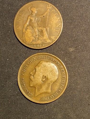 George old penny coin - v,