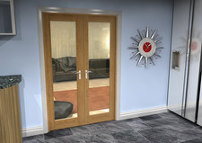 1597mm Oak 1 Light Internal Glazed French Doors, Frame & Hardware 