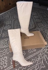 Mango Cream Leather Knee High