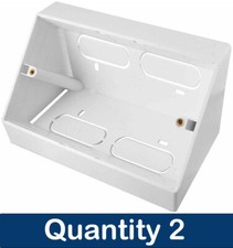 2 x White Double 2 Gang Pattress Back Box 45 Degree Angled Surface Mount Bench