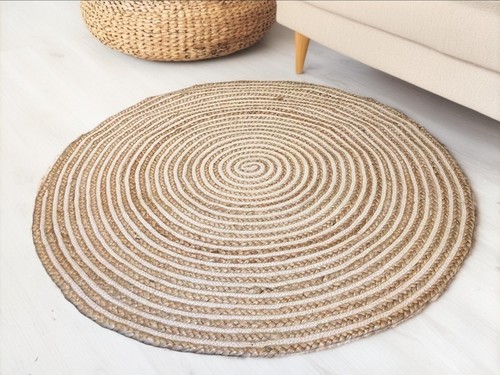 Round natural rug - natural, beige