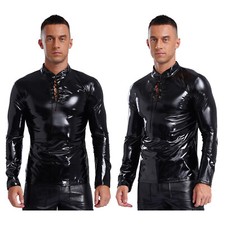 Men Vest Leather Jacket Motorcycle Style Tops Punk Rock Coat Long Sleeve Tank