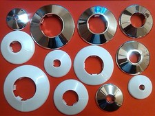 PIPE COLLARS COVERS WHITE CHROME 10MM 15MM 22MM 28MM 35MM 42MM 