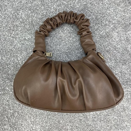 Brown faux leather handbag - brown,