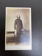 VICTORIAN CDV PHOTOGRAPH POATE Portsmouth MAN WHISKERS TOP HAT CHESTERFIELD COAT