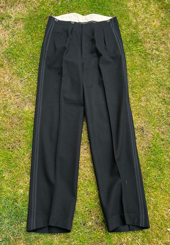 Vintage black wool button fly - button,
