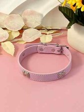 PU Leather Dog collar Puppy Cat Black Blue Red Small Medium Large Pet Collars UK