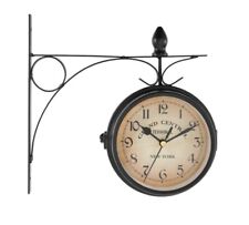 Wall Clock Ornament Garden Double Sided Clock Station Hanging Bracket Outdoor