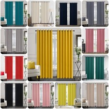 Blackout Eyelet Curtains Black Out Thermal Ring Top Ready Made Curtain Pair