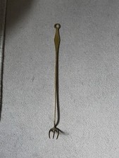 Brass Rake Open Fire Wood Burner Rake, Coal & Log Puller Fireplace Companion