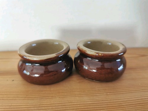 Pair vintage stoneware butter - stoneware,
