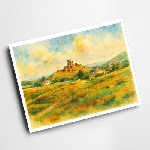 Print corfe castle from - corfe,