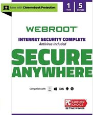 Webroot Secure Anywhere Internet Security COMPLETE 2025, 5 Devices 1 Year