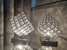 Dunelm Two Crystal Cube Table Lamps Silver Base