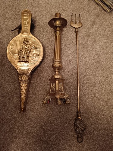 Vintage brass fireplace - fireplace, tool