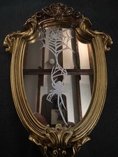 Tattoo-inspired Hand Engraved Mirror with Stand. 1 of 1 Available