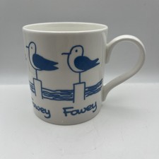 STUBBS MUGS-Fine Bone China-FOWEY/BLUE SEAGULLS-Cornwall Souvenir Cup
