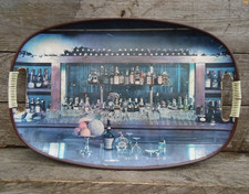 Vintage Mid Century Retro Kitsch Bar Serving Tray with Two Handles Home Bar