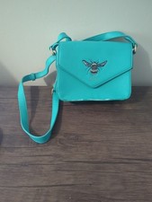 FABLE Ladies Turquoise Green Bumble Bee Embroidery Shoulder Bag - CG C94