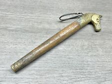 ANTIQUE BRASS AND WOOD CANE OLD DIBBER STICK PLANNTING GARDENING DIBBING