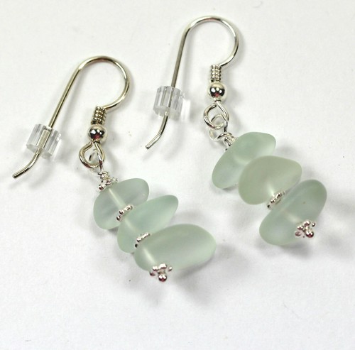 Sea glass pebble - sea, dangle