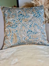 Set of 2 High quality jacquard Cushion covers, blue & gold, 45cm*45cm