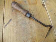 Vintage garden scraper tool, weeder tool. Unusual & useful. wood handle.