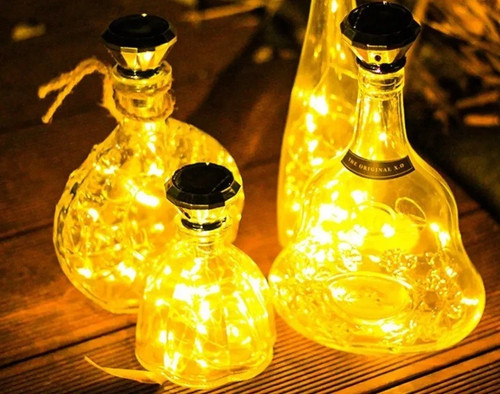 Solar wine bottle - lights, with