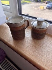 Iden Pottery Townsend Brown Stripe Milk Jug & Sugar Bowl 