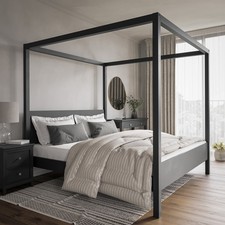 Super King Four Poster Bed Frame in Black - Victoria VCT008