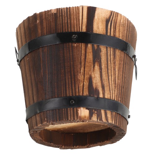 Wooden round barrel planter - round,