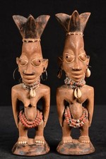 Antique Ibeji Zwinlige Nigeria Africa Figurines Statues 1011