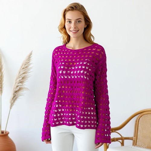 Vintage boho jumper purple - vintage,