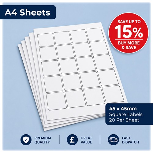 White square labels a4 - ,