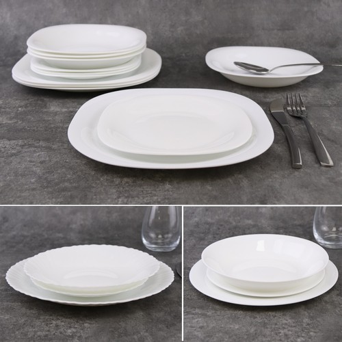 24pc white opal glass - white,