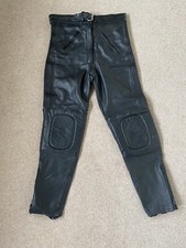 Ladies KETT Leather Motorcycle Biker Trousers Womens Size UK 16 Black Padded