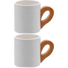  2pcs Flat Bottom Coffee Mug Handle Coffee Mug Girls Mug Pretty Coffee Mug