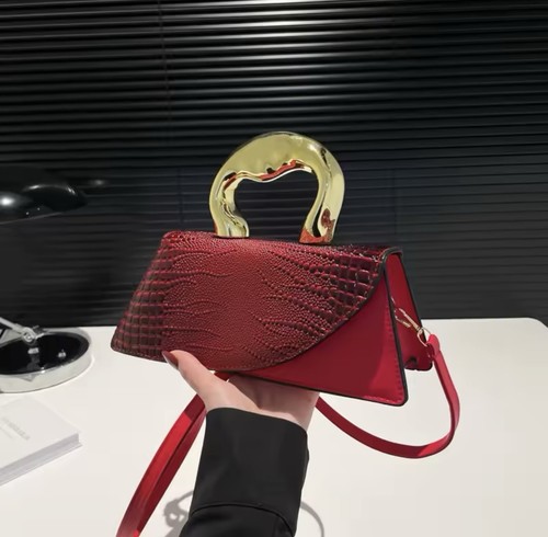 Red crocodile embossed flap - red,