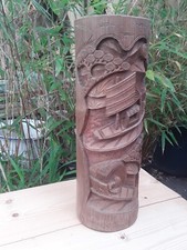 Nice Vintage Hand Carved Chinese Bamboo Brush Pot. 32cm Tall