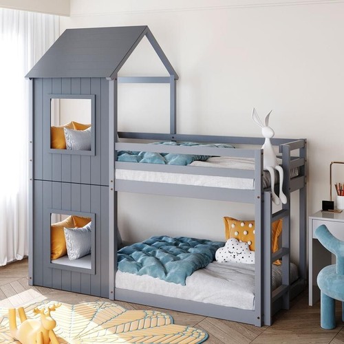 3ft grey treehouse - grey, bed