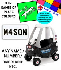 Number plate sticker(s) TO FIT Little Tikes POLICE PATROL Cozy Coupe Ride On Car