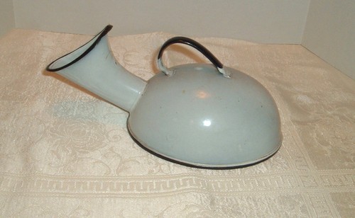 Vtg female urinal - grey, enamel