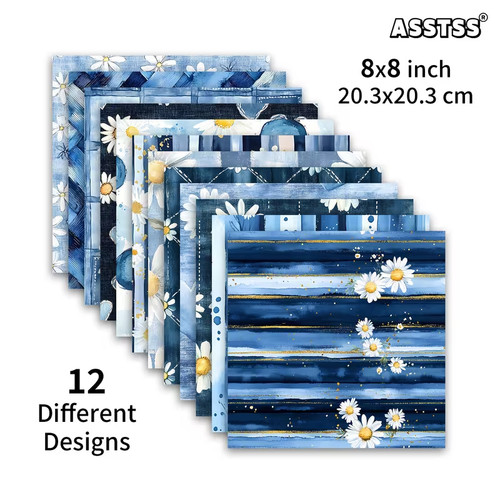 Blue pattern daisy 8 - blue,