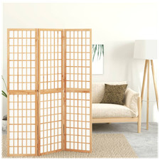 Room Divider Screen Black Solid Fir Wood & Rice Paper 120x170 cm Shoji 3-Panel.